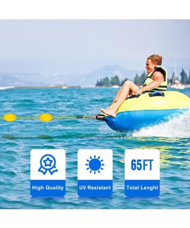 SELEWARE 65ft Boating Tow Rope for 1-4 Rider Tubes | Stainless Steel Hooks & Floats | Water Sports Essential - Buy Online on SooperMarket.com