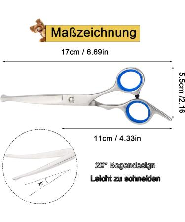 Virtue Yun Dog Scissors - Curved Stainless Steel Pet Grooming Scissors for Cats & Dogs with Safety Tip - Buy Online on SooperMarket.com