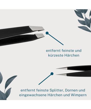 REMOS 2-Piece Tweezers Set - Eyebrow & Splinter Tweezers in Black | International Shipping - Buy Online on SooperMarket.com