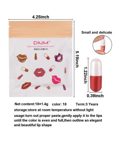 18 Pcs Capsule Pill Mini Matte Lipstick Set for Women - Deep Red Long Lasting Waterproof Matte Lipstick and Lip Liner Sampler - Pack of 1 - Buy Online on SooperMarket.com