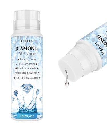Eitseued Diamond Painting Sealer Diamond Painting Sealer 120ML with Sponge Head 5D Diamond Painting Glue Permanent Hold & Shine Effect DIY Conserver for Diamond Painting & Puzzle Sets (4 OZ) 120ML*1 Pack