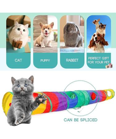 PAOPO 2-Way Collapsible Cat Tunnel Toy with Peek Hole and Ball - Interactive Cat Tube for Indoor Cats, Kittens, and Puppies - Perfect for Play and Chase - Buy Online on SooperMarket.com