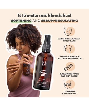 Buy Bionoble Organic Jojoba & Castor Oil Bundle - 100ml Vegan Hair Beard Eyelash & Nail Care - Cruelty-Free with Glass Bottle & Pump - Buy Online on SooperMarket.com