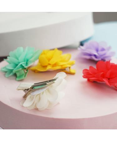 40pcs Chiffon Flower Baby Girl Hair Clips - Cute Ribbon Lined Clips for Infants & Toddlers - Buy Online on SooperMarket.com