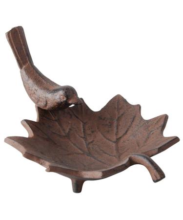 Fallen Fruits FB152 Small Cast Iron Bird Bath, Antique Brown 1 Brown