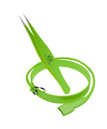 Majestic Bombay Point Tweezer for Women and Men   Splinter Ticks Facial  Brow and Ingrown Hair Removal Sharp  Needle Nose  Surgical Tweezers Precision best tweezers for chin hair X Drop Wristband Green