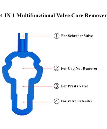 4-in-1 Bike Valve Key Set - Tone Valve Key for Presta & Valve Extensions - Valve Outlet & Nut Set - Blue | International Shipping - Buy Online on SooperMarket.com
