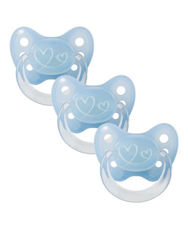 DentiStar Latex Schnuller 3 Set-Size 2 for 6-14 months-tooth and jaw-friendly latex pacifier with dental level-heart blue-BPA-free-made in Germany