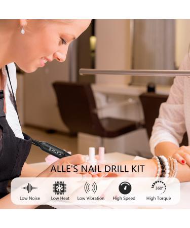 Professional Electric Nail Drill 20000 RPM Efile Manicure Grinder with Bits and Sanding Bands (Grey) - Buy Online on SooperMarket.com