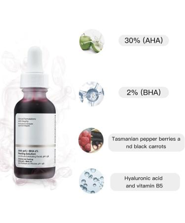 FunnAura AHA 30% + BHA 2% Peeling Solution Exfoliating Facial Serum Fighting Blemishes Reduces Pore Congestion(30 Ml) - Buy Online on SooperMarket.com
