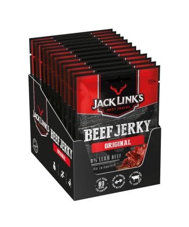 Jack Link's Beef Jery Original - 12 Pack (12 x 25 g) Clipstrip - Protein -rich dry meat from beef - dried high protein D rrfleisch
