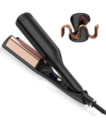 WEEYUM Wave Curling Iron Anti-Scald Hair Crimper 1.25 Inch Curling Iron Ceramic Hair Waver for Women 2 Barrel Wavy Hair Curler with 12 Temp for Wide Deep Waves Dual Voltage for Global Travel