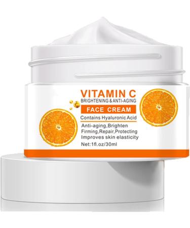 Vitamin C Face Cream with Hyaluronic Acid & Vitamin E - Anti-Ageing Day and Night Cream for Men and Women - Increases Skin Collagen Brightens Moisturises and Plumps the Skin