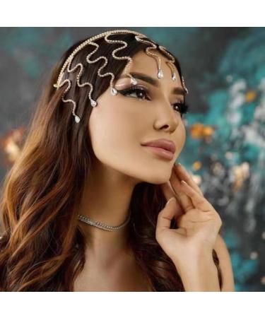 JSGHGDF Crystal Bridal Headband Wedding MedusaHeadband Snake RhinestoneSnake Headband Snake HeadChain MedusaCrown Headpiece Gold - Buy Online on SooperMarket.com