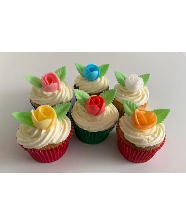 12 Pretty Blue Wafer Roses & 24 Wafer Leaves- Edible & Unique! - Buy Online on SooperMarket.com