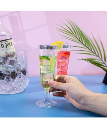 NOCCUR 60 Pack 5OZ Silver Plastic Champagne Flutes - Premium Quality Glasses for Wedding & Party - Buy Online on SooperMarket.com