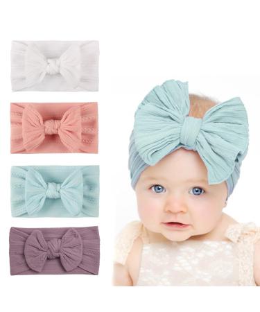 Eihi 4 pieces of headband baby girls hair band baby baby headband baby girl nylon frontal ligaments newborn toddlers hair bands and arches children hair jewelry (4 color)