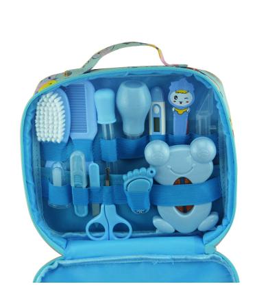ZELINYE Baby Grooming kit Set Infant Baby Grooming Tools Newborn Manicure Set Baby Healthcare Nail Clippers Hairbrush Tool Set(13PCS) (Blue)