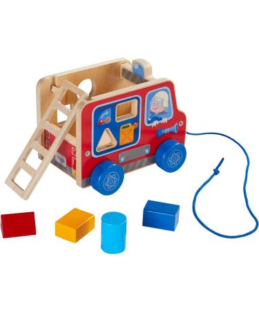 HABA 304317 Pulling Figure Fire Engine | Learning Toy for Toddlers 12+ Months | Animated Pulling Toy & Building Blocks - Buy Online on SooperMarket.com