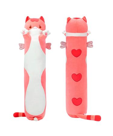 Mewaii 36in Long Cat Plush Pillows Stuffed Animals Squishy Pillows - Plushie Cute Kitty Sleeping Hugging Plush Pillow Soft Toys for Kids(Pink) 36inch/90cm Pink Cat 2023 36inch/90cm