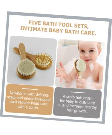 Organic Bamboo Baby Hairbrush Set for Natural Hair Care - Wooden Comb and Soft Wool Bristles for Infant Scalp and Toddler Bathing Essentials - Buy Online on SooperMarket.com