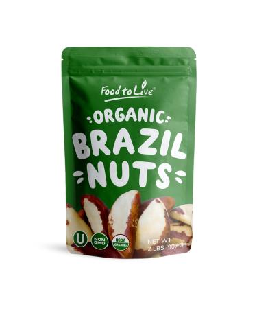 Organic Brazil Nuts, 2 Pounds  Non-GMO, Raw, Whole, No Shell, Unsalted, Kosher, Vegan, Keto, Paleo Friendly, Bulk, Good Source of Selenium, Low Sodium and Low Carb Food, Trail Mix Snack