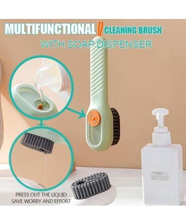 2 in 1 Multifunction Cleaning Brush Liquid Filled Laundry Brush Cleaning Brush with Soap Dispenser for Washing Clothes Shoes Suitable for Home Cleaning (White+Green) - Buy Online on SooperMarket.com