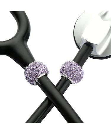 Bling Crystal Stethoscope Charms Set - Round ID Name Tags for Nurse RT Vet - Violet Kiss Crystal - Buy Online on SooperMarket.com