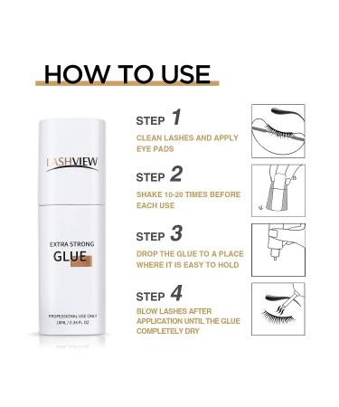 LASHVIEW Eyelash Extension Glue - Precise Drop Technology, 1 Sec Dry Time, 10ml - Buy Online on SooperMarket.com