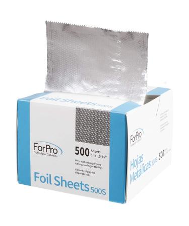 ForPro Embossed Foil Sheets 500S, Aluminum Foil, Pop-Up Dispenser, for Hair Color Application and Highlighting Services, Food Safe, 5 W x 10.75 L, 500 Count 500 Count (Pack of 1)