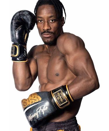 MoneyFyte Black/Gold Boxing Gloves 16 oz for Men & Women - Ideal for Boxing, Kickboxing, Muay Thai, MMA Training & Sparring - Buy Online on SooperMarket.com