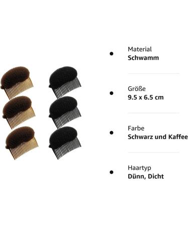 Haifly 6 Pieces Sponge Hair Former Comb Set - Updo Styling Accessories in Black & Coffee | International Shipping Available - Buy Online on SooperMarket.com