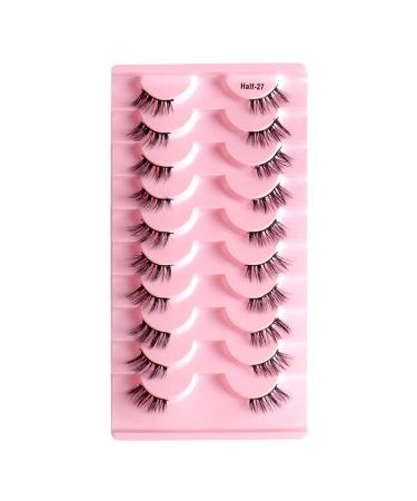 Eyelash Package Trays High Imitation 10 Pairs of Half Eye Eyelashes Grafting Eyelashes Curling Eyelashes Small Eyelash Curler E One Size