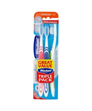 Wisdom Regular Plus Medium Toothbrushes - Triple Pack