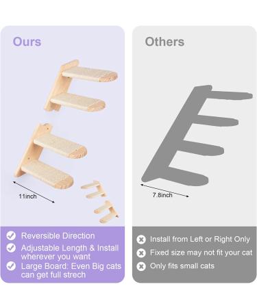 BEBOBLY Reversible Cat Climbing Shelf | Wall Mounted Cat Stairs Ladder | 4 Step | Eco-Friendly Sisal Rope | Perch Platform | Scratching Post | Activity Tree - Buy Online on SooperMarket.com