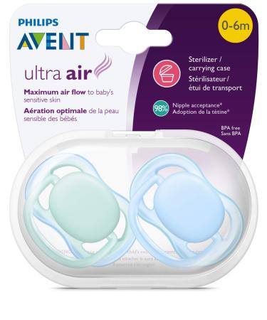 Philips Avent Ultra Air Pacifier 0-6 Months Blue/Green 2 Pack | SCF244/20 - Buy Online on SooperMarket.com