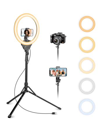 Aureday 14'' Selfie Ring Light with 62'' Tripod Stand and Phone Holder, Dimmable LED Phone Ringlight for Makeup/Video Recording/Photography, Circle Lighting for All Cell Phones&Lightweight Cameras