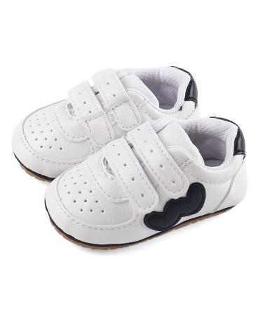 Cheerful Mario Baby Boys Girls First Walking Shoes Infant Prewalkers Pram Shoes Soft PU Leather Anti Slip Sole 3-6 Months W Dark Blue