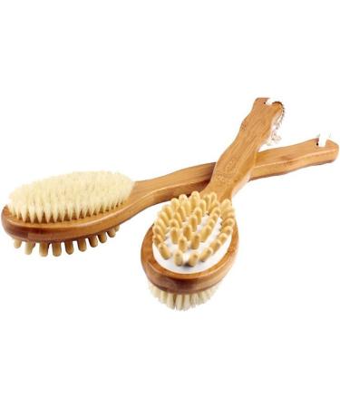 MCUILEE Wooden Bath Brush | Long Handle Body Massager Shower Brush with Bristles for Exfoliating & Back Scrubbing - International Shipping Available - Buy Online on SooperMarket.com