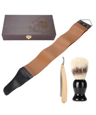 Premium Shaving Head Razor Set - Manual Razor Beard Brush & Wooden Gift Box | Perfect Gift for Men - Buy Online on SooperMarket.com