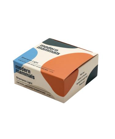 Modern Mammals Light Shampoo Bar - Better Feeling Hair for Men  Minimalist Hair Care  Low Suds  Low Lather  Vegan  Sensitive Scalps  No Poo  Anti Poof  Natural Ingredients  Fragrance-Free (2.4oz Bar) 1 Bar