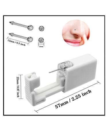 2 Pack SLVIEKAE Disposable Self Nose Piercing Gun Kit with 6 Free Nose Rings - Silver - Buy Online on SooperMarket.com