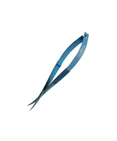 Sandbros Cuticle Scissors Extra Fine Nail Scissors Cuticle Trimmer Fine Pointed Tip for Dry Dead Skin Skin Care Eyebrow Eyelash Trim Nail and Dry Skin Blue Curved. Half Black Curved