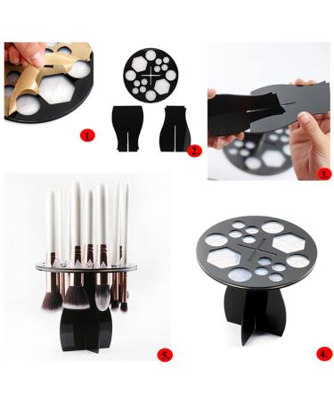 14-Hole Makeup Brush Holder Tree - Collapsible Acrylic Organizer for Air Drying - Black Cosmetics Stand - Buy Online on SooperMarket.com