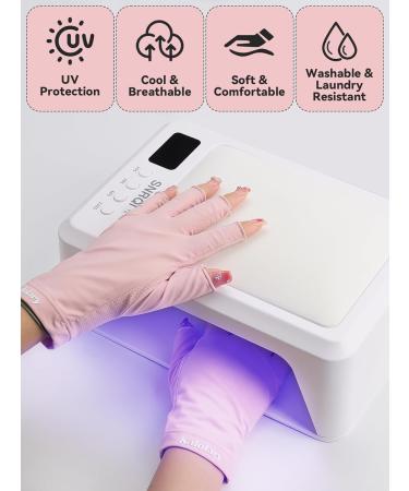 Kalolary Anti UV Gloves for Nail Lamp UPF50+ UV Protection Gloves for Manicure Nail Art Fingerless UV Shield Gloves for Women Girls Gel Manicures (Pink) - Buy Online on SooperMarket.com