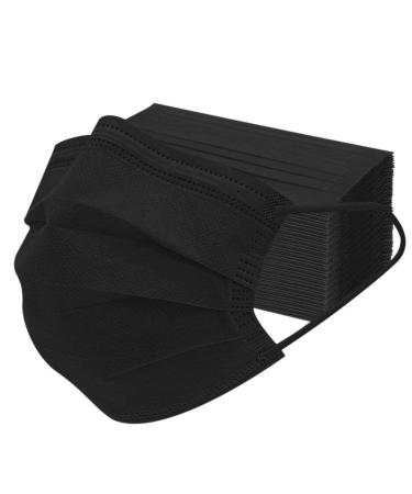 50PCS Black Disposable Elastic Earloop Face Mouth Mask 3-Layer Dustproof Facial Mouth MaskMasks Protection