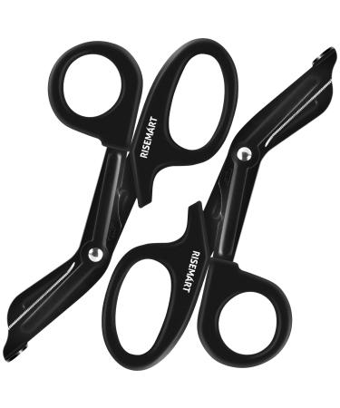 Trauma Shears - RISEMART Medical Scissors Bandage Scissors for Nurses 7.5 Fluoride Coated Non-stick Blades Stainless Steel Nursing scissors for Doctor Nurses Nursing Students EMS Black+black