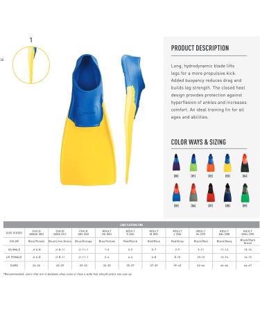 FINIS Long Floating Fins - XXS (Jr. 11-1) Blue/Orange - Swimming & Snorkeling - Buy Online on SooperMarket.com