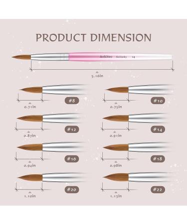 Aokitec Kolinsky #22 Acrylic Nail Brush - Professional Wood Brush for Manicure & Nail Art Pink - Buy Online on SooperMarket.com