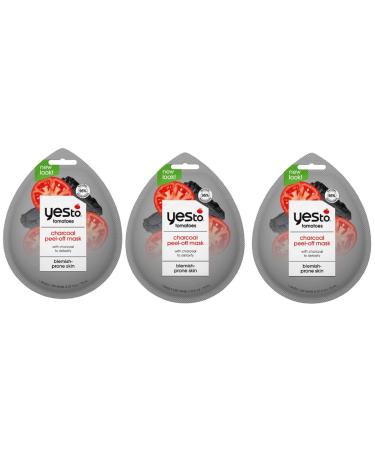 Yes To Tomatoes Charcoal Peel-Off Mask Exfoliating Formula To Retain & Restore Skins Balance Peel Away Impurities With Charcoal & Antioxidants Natural Vegan & Cruelty Free 3 Pack 0.33 Ounce Charcoal for All Skin Types